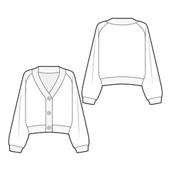 Knitted cardigan fashion vector sketch, Apparel template - Illustrator CC