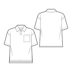 Loose Fit polo shirt fashion vector sketch, Apparel template - Illustrator CC