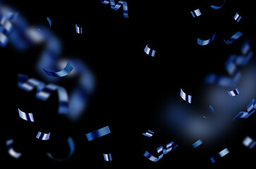 Naklejka premium confetti falling festive black background