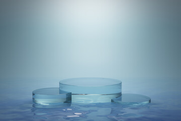 Water product display podium, 3D rendering.
