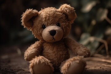 A cute teddy bear with soft brown fur, Generative AI