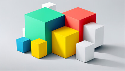 Obraz premium White Background with Color Blocks, color blocks. Generative AI