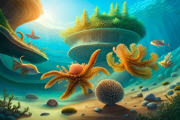 A beautiful and colorful underwater coral reef Generative AI