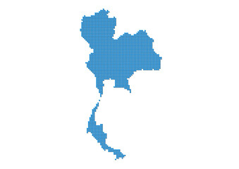 An abstract representation of Thailand, vector Thailand map made using a mosaic of blue dots with shadows. Illlustration suitable for digital editing and large size prints. 