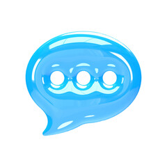 Message notification icon. New message concept. Realistic 3d design of glossy 3D speech bubble icon bubble with white dots. Dialog or blue chat speech bubble. Vector illustration eps 10