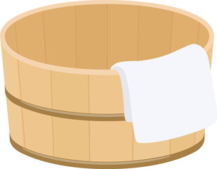 風呂桶とタオル_ベクターイラスト