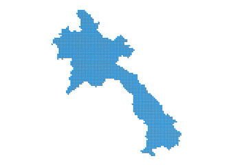 An abstract representation of Laos, vector Laos map made using a mosaic of blue dots with shadows. Illlustration suitable for digital editing and large size prints. 