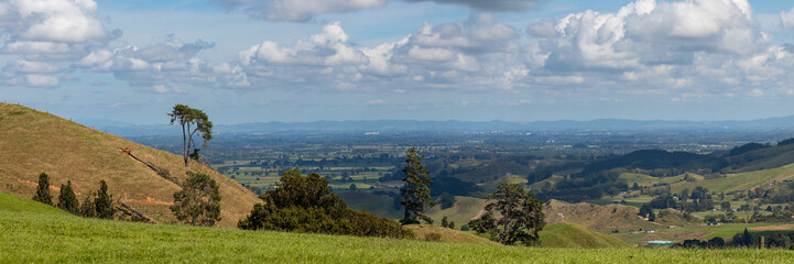 Obraz premium Picturesque aerial panorama of Waikato region, New Zealand