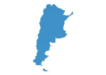 An abstract representation of Argentina, vector Argentina map made using a mosaic of blue dots with shadows. Illlustration suitable for digital editing and large size prints. 