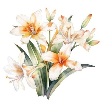 free rolyal sterlitzia flowers water color, pastel ,white background , generat ai