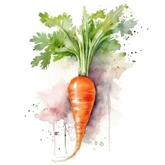 watercolor painting of an one carrot on white background, Generate Ai