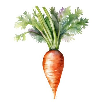 watercolor painting of an one carrot on white background, Generate Ai