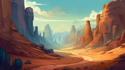 2D video game battle background, hand painted style, plain of canyon, 8k, generat ai