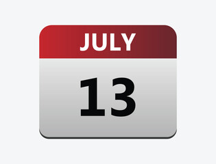 July 13th calendar icon vector. Concept of schedule. business and tasks. vector illustrator.