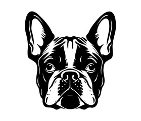 French Bulldog, Silhouettes Dog Face SVG, black and white French Bulldog vector