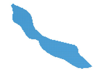 An abstract representation of Curaçao, vector Curaçao map made using a mosaic of blue dots with shadows. Illlustration suitable for digital editing and large size prints. 