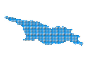 An abstract representation of Georgia, vector Georgia map made using a mosaic of blue dots with shadows. Illlustration suitable for digital editing and large size prints. 
