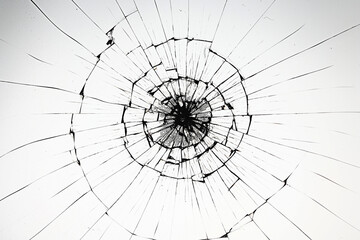 cracks on the glass impact on the glass, abstract background broken window damage