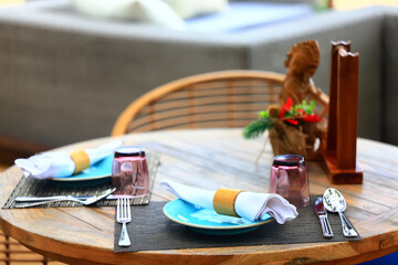 table setting in the restaurant for the cafe interior menu