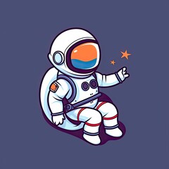  Cute astronaut super flying cartoon icon illustration, generat ai