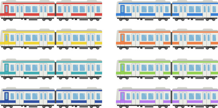 電車のセット_ベクターイラスト