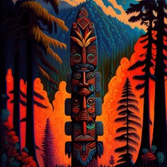Native American totem pole