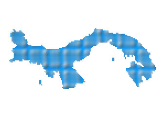 An abstract representation of Panama, vector Panama map made using a mosaic of blue dots with shadows. Illlustration suitable for digital editing and large size prints. 