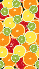 Citrus slices collection seamless background vector illustration