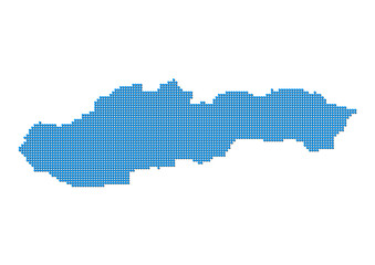 An abstract representation of Slovakia, vector Slovakia map made using a mosaic of blue dots with shadows. Illlustration suitable for digital editing and large size prints. 