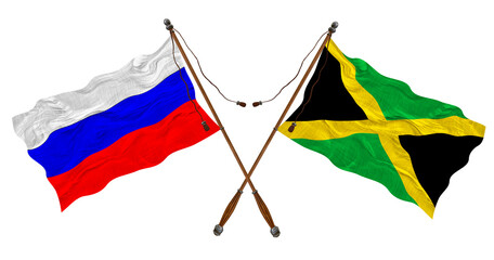 National flag of Jamaica and Russia. Background for designers