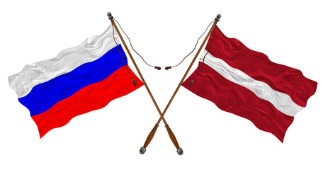 National Flag of Latvia and Russia. Background for designers