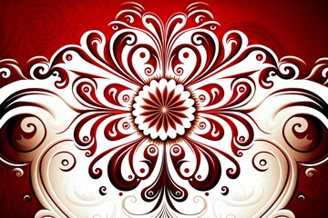 Abstract ornate red and white color background. Patterned color background. Generative AI