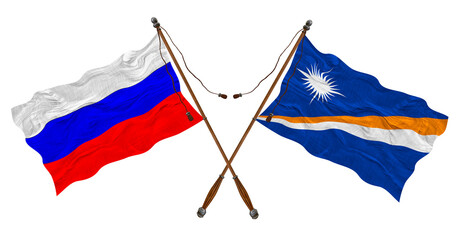 National flag of Marshall islands and Russia. Background for designers