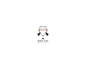 Dog and cat logo design template vector, line of pet logo design suitable for pet shop, store, cafe, business, hotel, veterinary clinic, Domestic animal vector illustration logotype, sign or symbol.