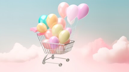 Shopping and balloons. Soft Pop Texture created with Generative AI