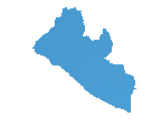 Fototapeta premium An abstract representation of Liberia, vector Liberia map made using a mosaic of blue dots with shadows. Illlustration suitable for digital editing and large size prints. 