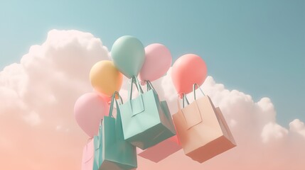 Shopping and balloons. Soft Pop Texture created with Generative AI
