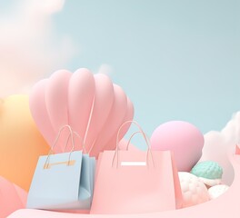 Shopping and balloons. Soft Pop Texture created with Generative AI