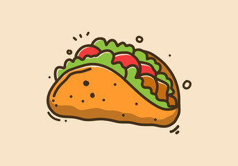 Hand drawing design of mexican food tacos