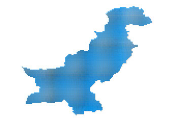 An abstract representation of Pakistan, vector Pakistan map made using a mosaic of blue dots with shadows. Illlustration suitable for digital editing and large size prints. 