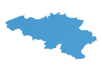 Fototapeta na wymiar An abstract representation of Belgium, vector Belgium map made using a mosaic of blue dots with shadows. Illlustration suitable for digital editing and large size prints. 