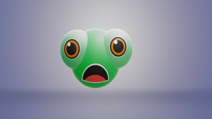 green frog with big eyes and wide mouth