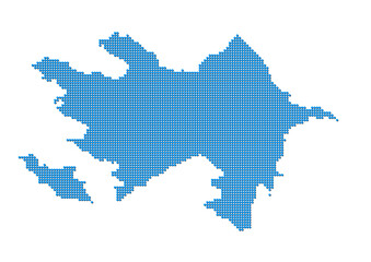 An abstract representation of Azerbaijan, vector Azerbaijan map made using a mosaic of blue dots with shadows. Illlustration suitable for digital editing and large size prints. 