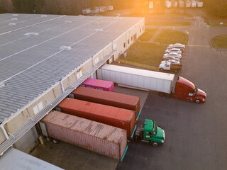 Trucks loading in a warehouse 
