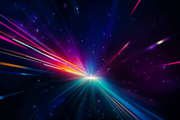 Fototapeta premium Colorful light burst and laser pointer for a modern abstract background with fast colors in the style of dark sky blue with copy space