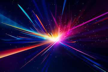 Colorful light burst and laser pointer for a modern abstract background with fast colors in the style of dark sky blue with copy space