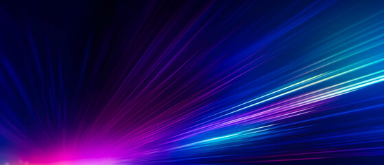 Obraz premium Colorful light burst and laser pointer for a modern abstract background with fast colors in the style of dark sky blue with copy space