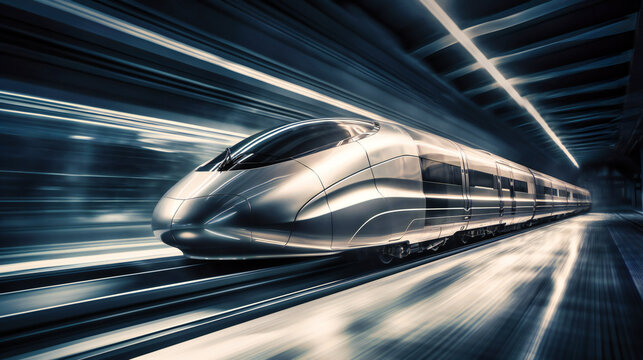 An awe-inspiring image of a magnetic levitation train, illustrating the future of efficient, high-speed rail travel