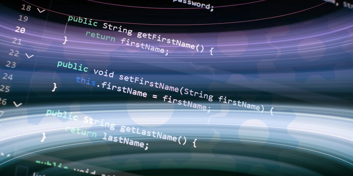 Closeup developing programming and coding technologies. Developer working on web sites codes in office.