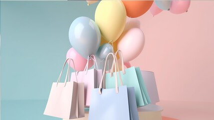 Shopping and balloons. Soft Pop Texture created with Generative AI